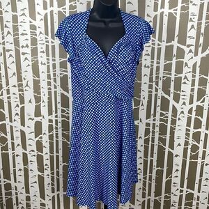 Sweetheart Crossover Front Neckline Fit & Flare Flutter Sleeve Dress sz PXL